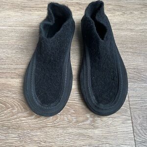 THE ROW Fairy grosgrain and suede-trimmed cashmere slippers  shoes size 36